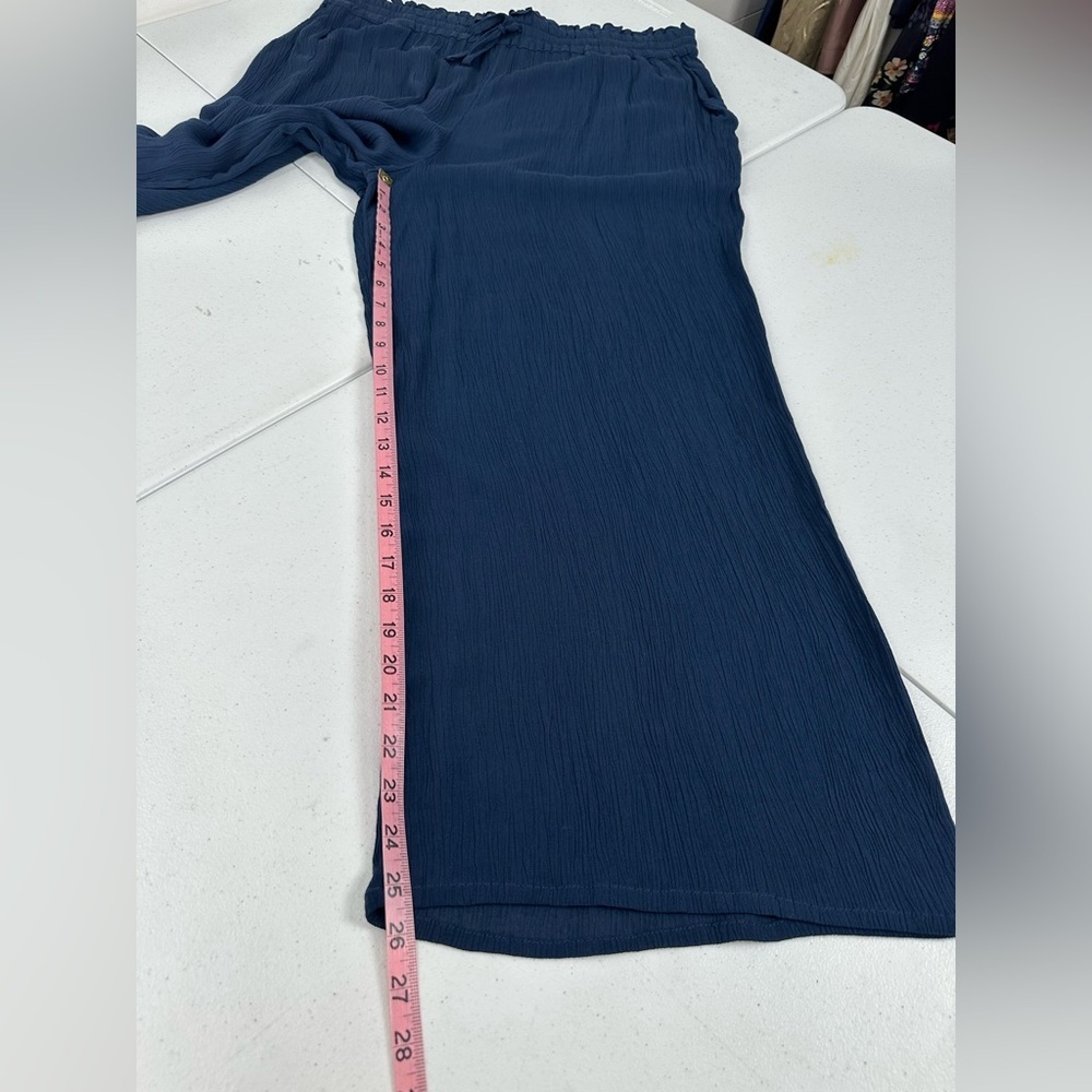 NWT Whistles Imogen Fluid Cropped Trouser Pants Navy Flowy Breezy Elastic Waist - Picture 9 of 12